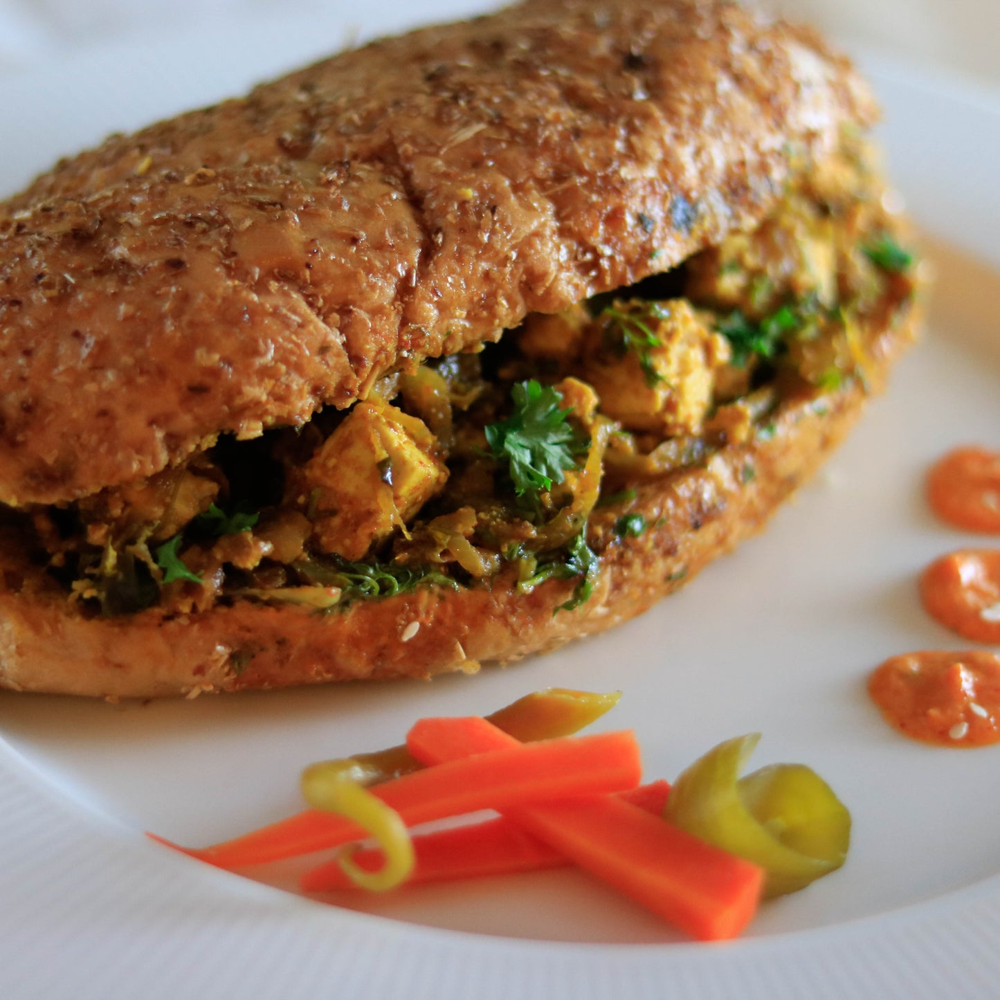 PANEER TIKKA SANDWICH IN WHOLE WHEAT AND BRAN BREAD