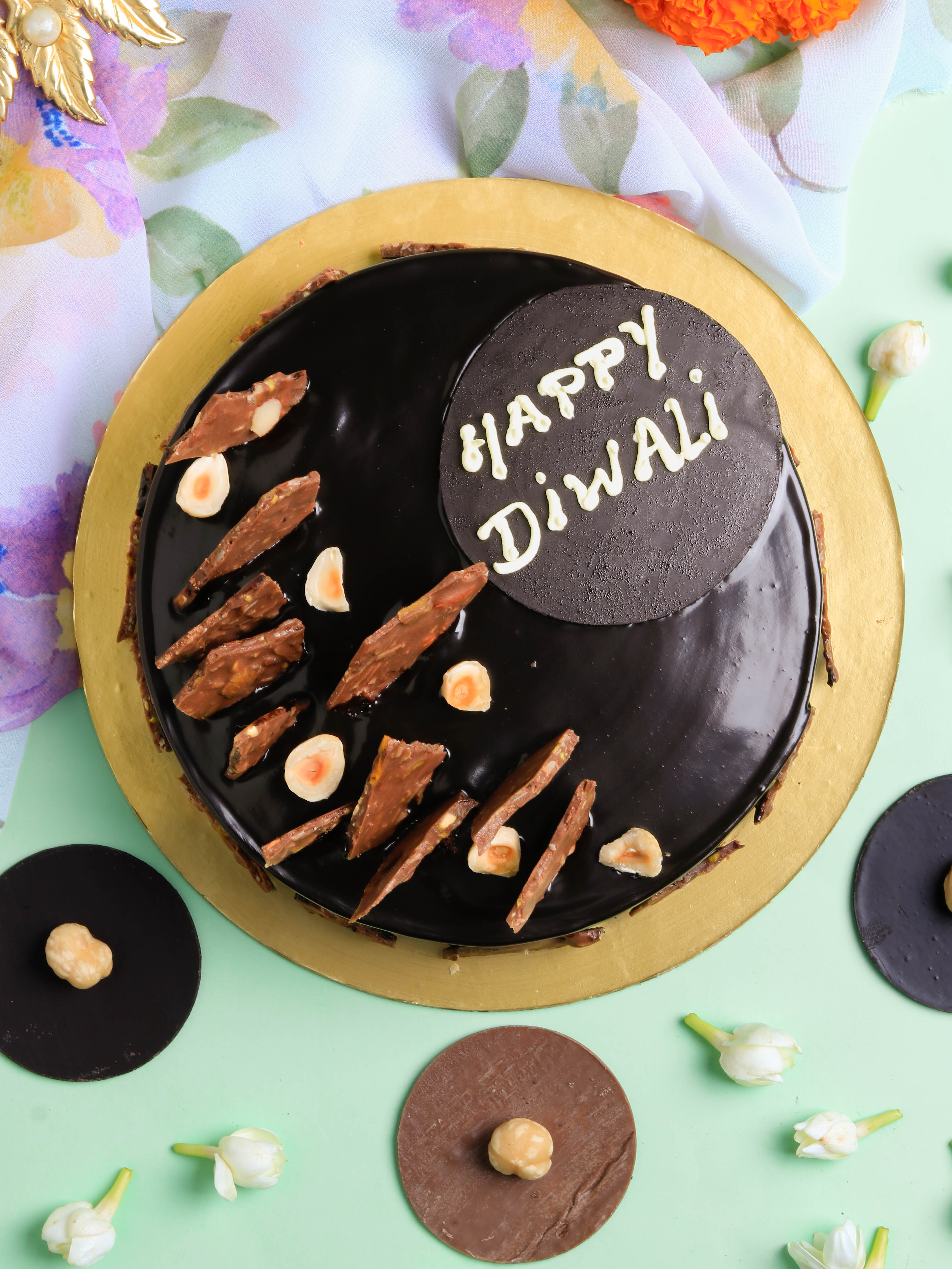 Happy Diwali Chocolate Cake - Luv Flower & Cake